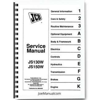 JCB JS130W JS150W Excavator Service Manual 9803/6300 Printed Book