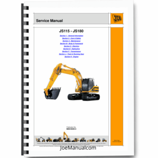 JCB JS115 JS180 Excavator Service Manual 9803/6520-03 Printed Book