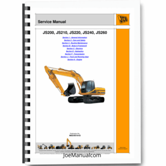 JCB JS200 JS210 JS220 JS240 JS260 Excavators Service Manual 9803/6510-03 Printed Book