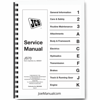 JCB JS70 Excavator Service Manual 9803/6020 Printed Book