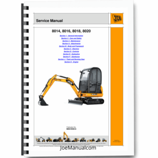 JCB 8014 8016 8018 8020 Mini Excavator Service Manual 9803/9350 Printed Book