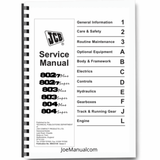 JCB 802.7 803 804 Plus Super Excavator Service Manual 9803/3145 Printed Book