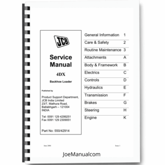 JCB 4DX Backhoe Loader Service Manual 550-42914 Printed Book