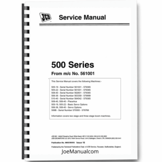 JCB 505 506 508 510 506B Telehandler Service Manual 9803-3600U Printed Book