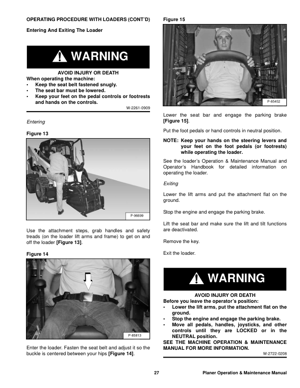 Bobcat 18PLA 24PLA PNSFL Planer Operation and Maintenance Manual - Image 5