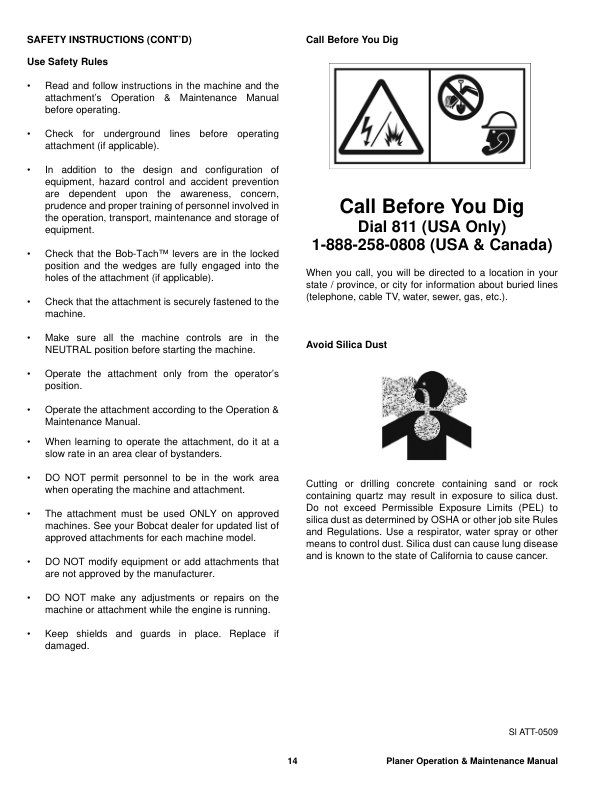 Bobcat 18PLA 24PLA PNSFL Planer Operation and Maintenance Manual - Image 4