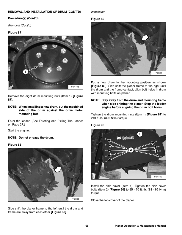 Bobcat 18PLA 24PLA PNSFL Planer Operation and Maintenance Manual - Image 8