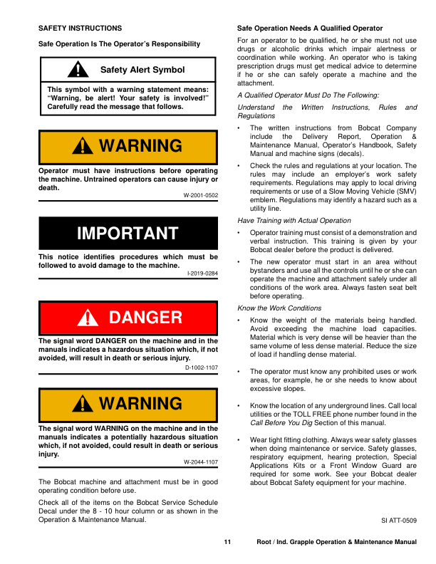 Bobcat 36 48 Inch Root Industrial Grapple Attachment Operation and Maintenance Manual - Image 4