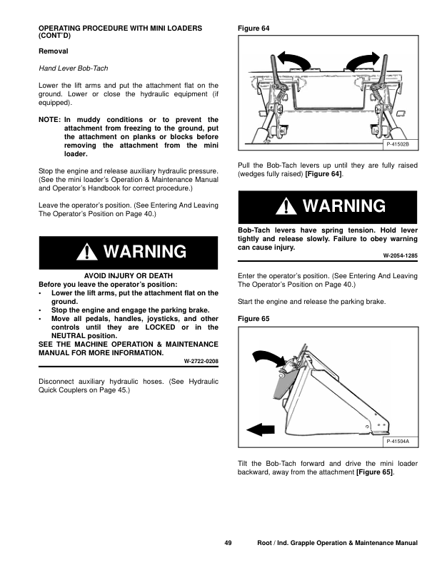 Bobcat 36 48 Inch Root Industrial Grapple Attachment Operation and Maintenance Manual - Image 7
