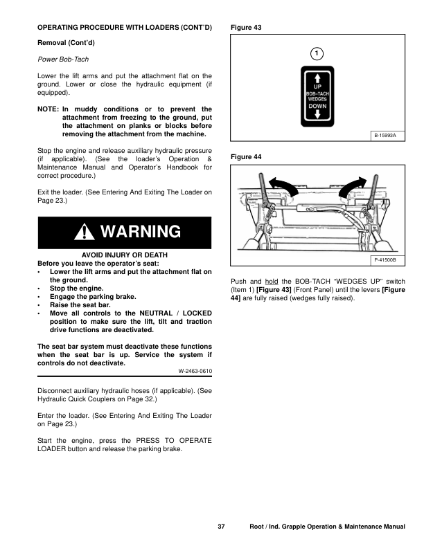 Bobcat 36 48 Inch Root Industrial Grapple Attachment Operation and Maintenance Manual - Image 6