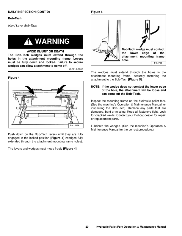 Bobcat 42 48 Inch Hydraulic Pallet Fork Operation and Maintenance Manual - Image 4