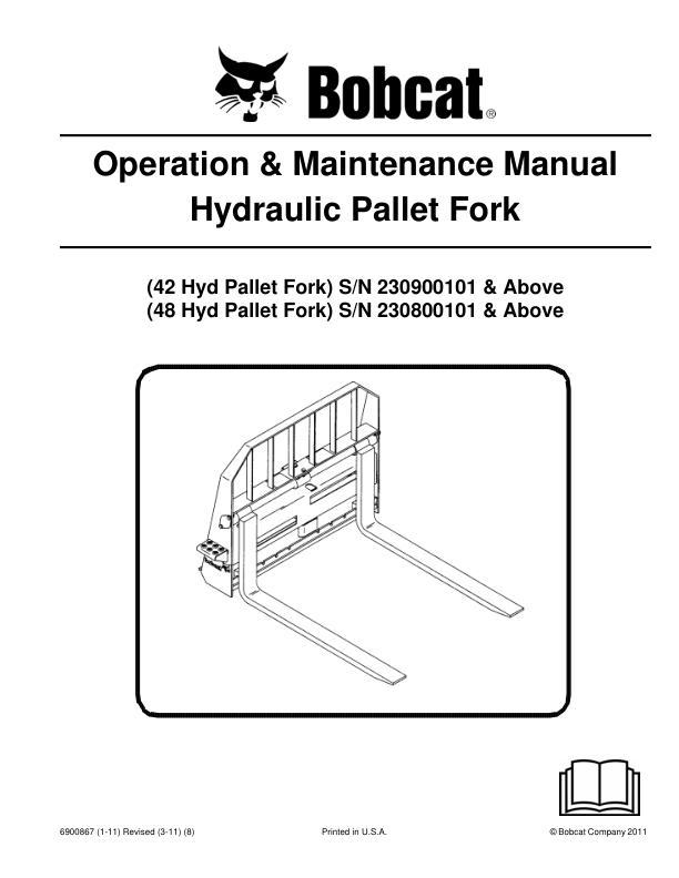 Bobcat 42 48 Inch Hydraulic Pallet Fork Operation and Maintenance Manual - Image 2
