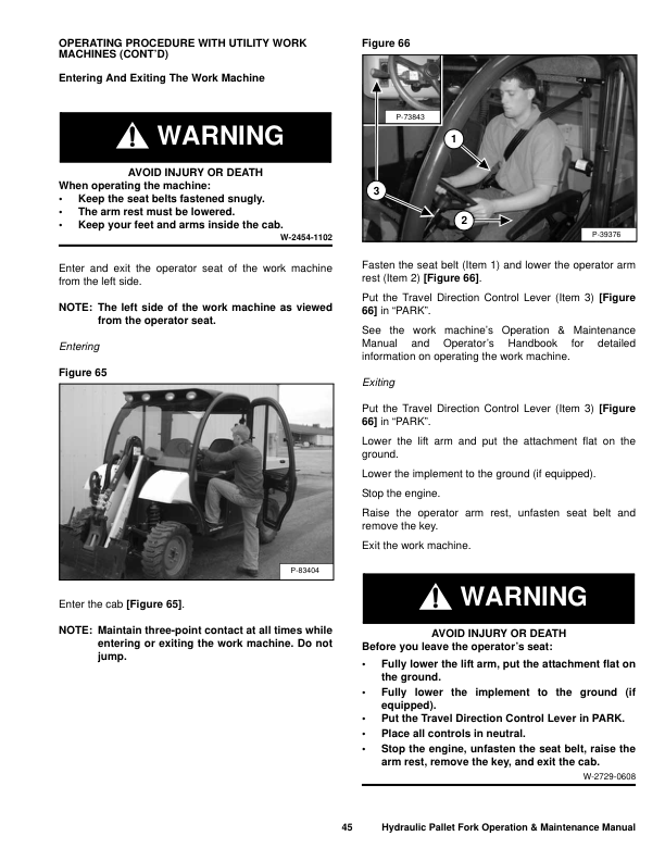 Bobcat 42 48 Inch Hydraulic Pallet Fork Operation and Maintenance Manual - Image 6