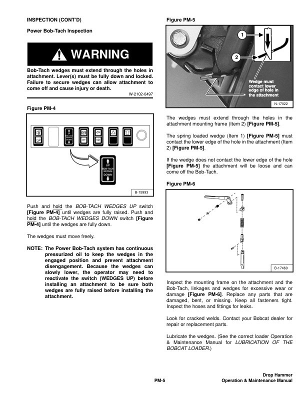 Bobcat Drop Hammer Attachment Operators Manual 005800101 - Image 6