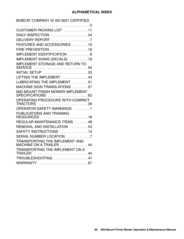 Bobcat MM54 MM66 Mid Mount Finish Mower Operation and Maintenance Manual - Image 10