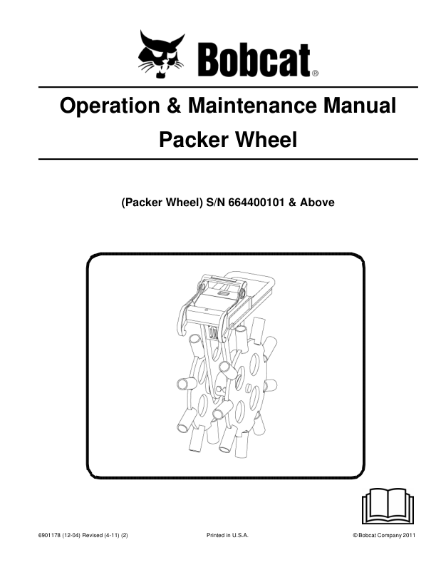 Bobcat Packer Wheel Operation and Maintenance Manual - Image 2