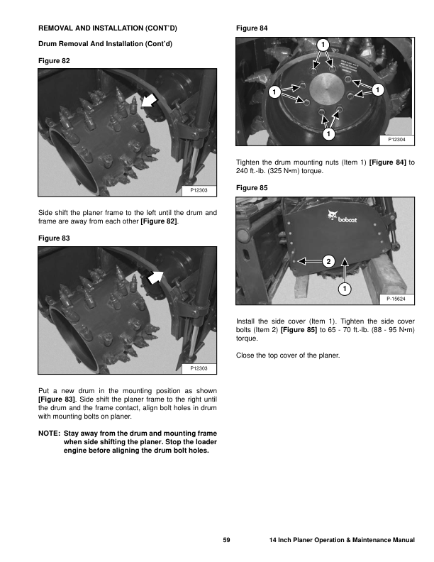 Bobcat Planer 14 Inch Operation and Maintenance Manual - Image 9