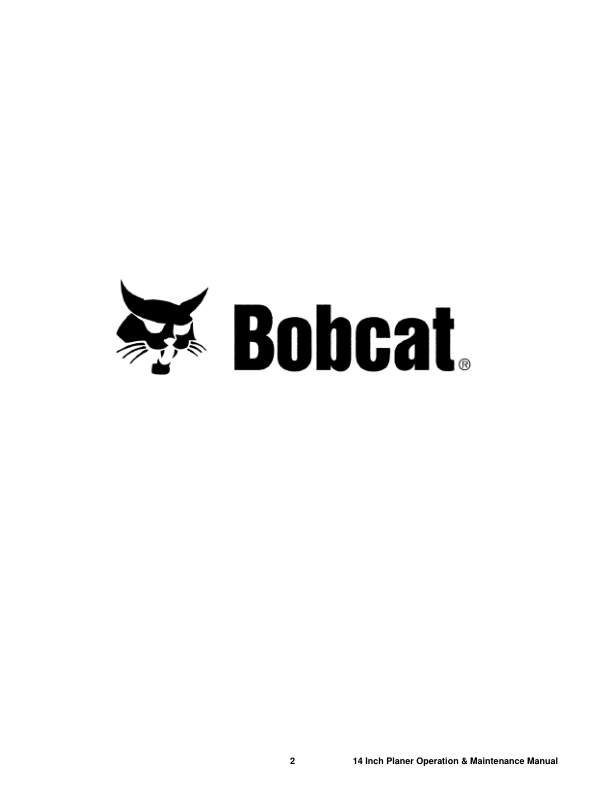 Bobcat Planer 14 Inch Operation and Maintenance Manual - Image 3