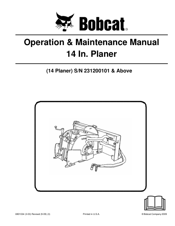 Bobcat Planer 14 Inch Operation and Maintenance Manual - Image 2