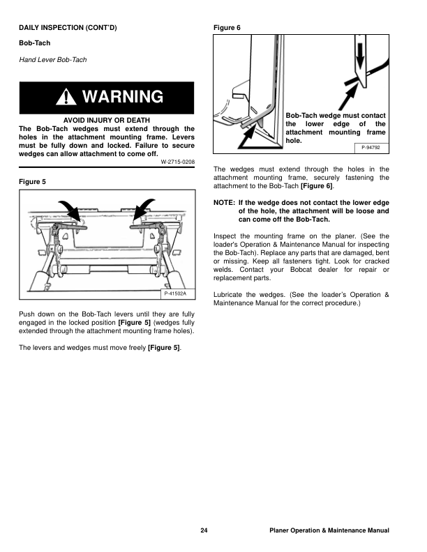 Bobcat Planer 18PLA 24PLA PNSFL Operation and Maintenance Manual Rev 04 11 - Image 5