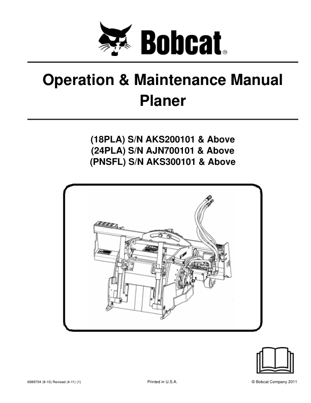 Bobcat Planer 18PLA 24PLA PNSFL Operation and Maintenance Manual Rev 04 11 - Image 2