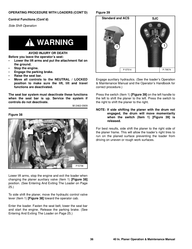 Bobcat Planer 40 Inch Operation and Maintenance Manual Rev 09 09 - Image 7