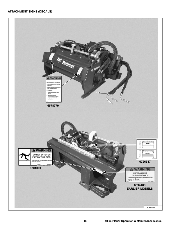 Bobcat Planer 40 Inch Operation and Maintenance Manual Rev 09 09 - Image 6