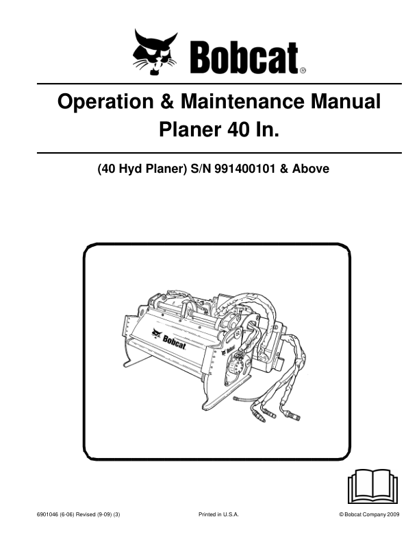 Bobcat Planer 40 Inch Operation and Maintenance Manual Rev 09 09 - Image 2