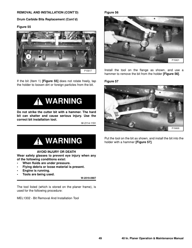Bobcat Planer 40 Inch Operation and Maintenance Manual Rev 09 09 - Image 8