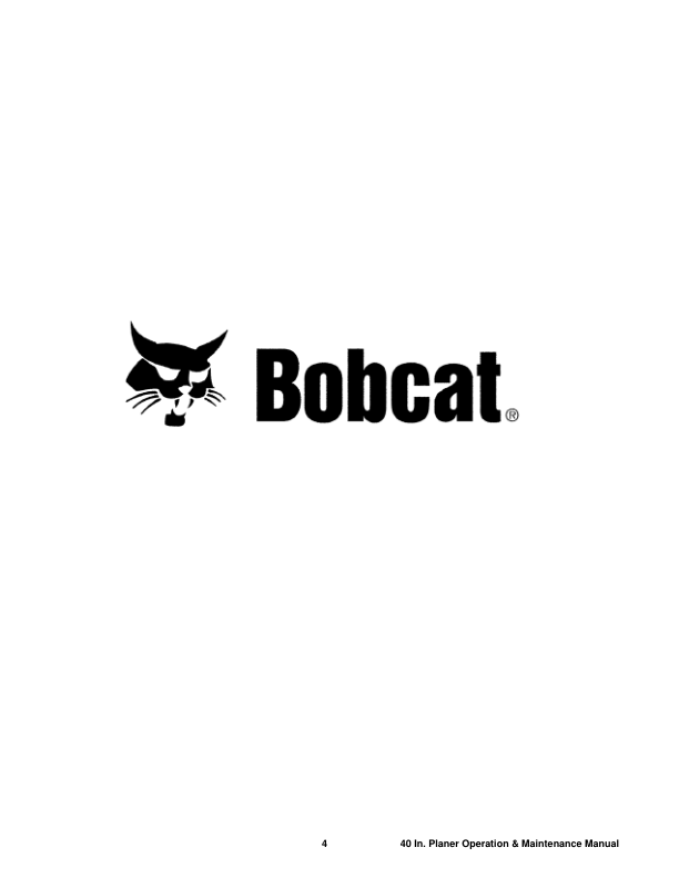 Bobcat Planer 40 Inch Operation and Maintenance Manual Rev 09 09 - Image 3