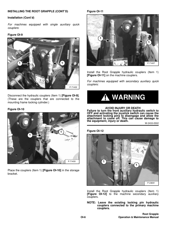 Bobcat Root Grapple 82 Inch Attachment Operation and Maintenance Manual A2MW00101 - Image 4