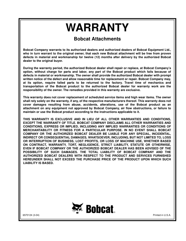 Bobcat Root Grapple 82 Inch Attachment Operation and Maintenance Manual A2MW00101 - Image 6