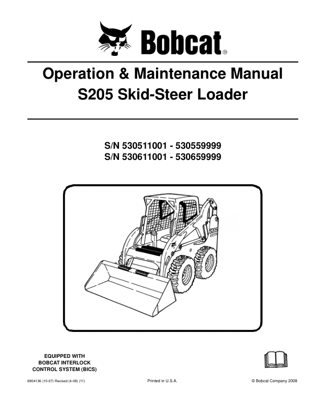 Bobcat S205 Skid Steer Loader Operation and Maintenance Manual 5284 5285 2008 - Image 2