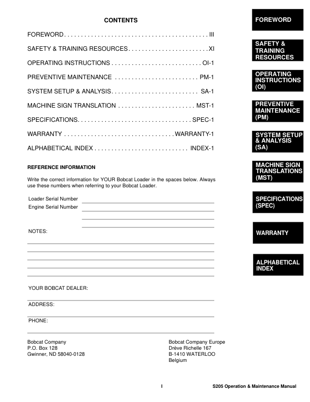 Bobcat S205 Skid Steer Loader Operation and Maintenance Manual 5284 5285 2008 - Image 4