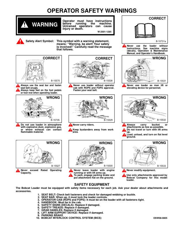 Bobcat S205 Skid Steer Loader Operation and Maintenance Manual 5284 5285 2008 - Image 3