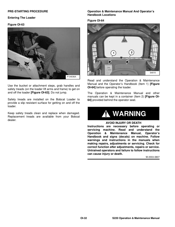 Bobcat S220 Loader Operation and Maintenance Manual 5307 5308 - Image 10