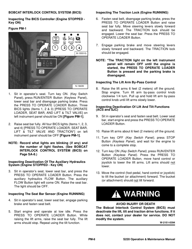 Bobcat S220 Loader Operation and Maintenance Manual 5307 5308 - Image 12