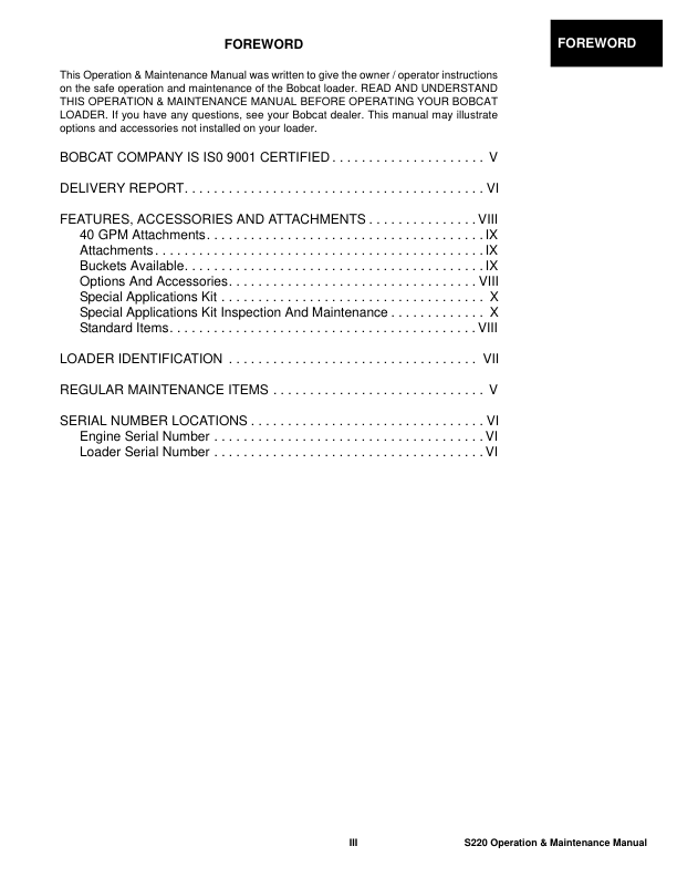 Bobcat S220 Loader Operation and Maintenance Manual A5GK A5GL rev2 - Image 5