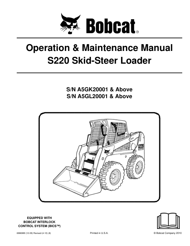 Bobcat S220 Loader Operation and Maintenance Manual A5GK A5GL rev2 - Image 2