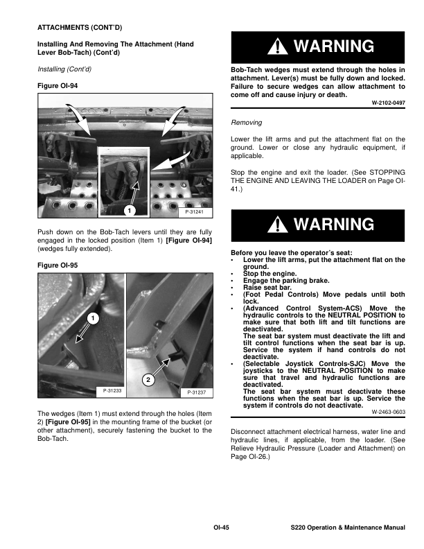 Bobcat S220 Loader Operation and Maintenance Manual A5GK A5GL - Image 12