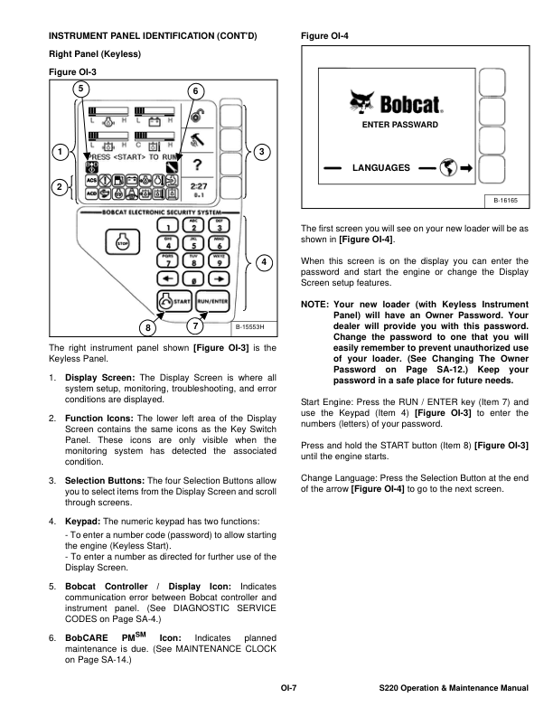 Bobcat S220 Loader Operation and Maintenance Manual A5GK A5GL - Image 10