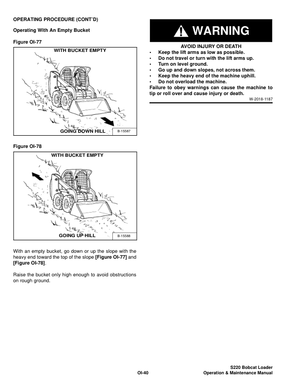 Bobcat S220 Skid Steer Loader Operation and Maintenance Manual 5262 5263 - Image 11