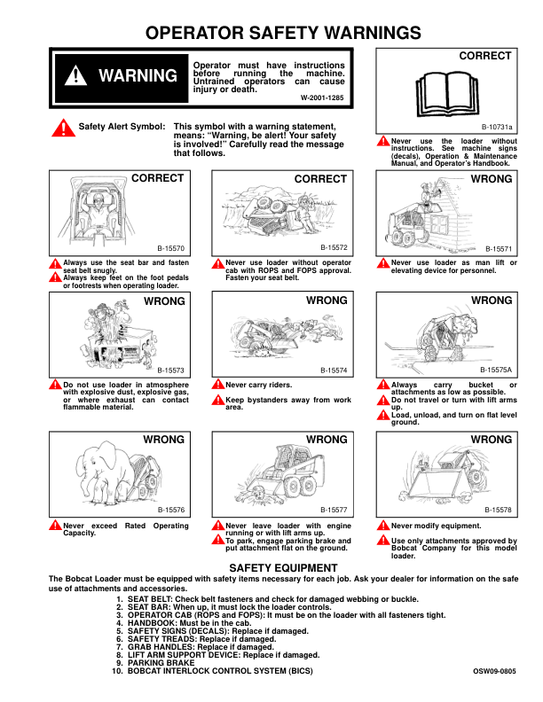 Bobcat S220 Skid Steer Loader Operation and Maintenance Manual 5262 5263 - Image 3
