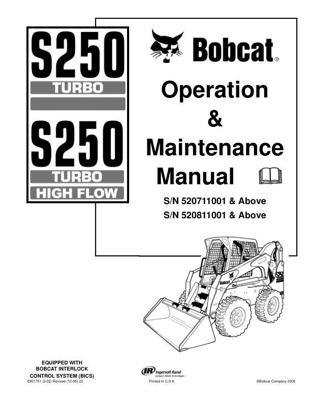 Bobcat S250 Loader Operation and Maintenance Manual 5207 5208 - Image 2