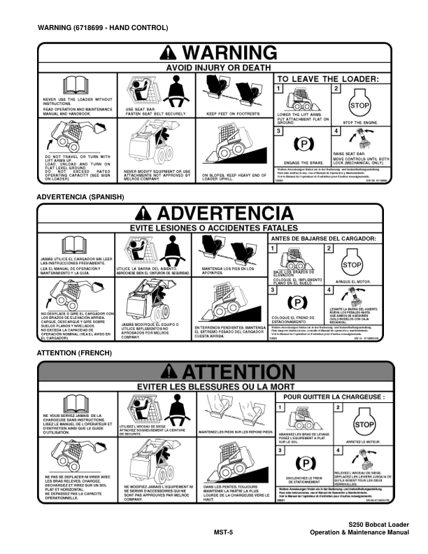 Bobcat S250 Loader Operation and Maintenance Manual 5207 5208 - Image 7