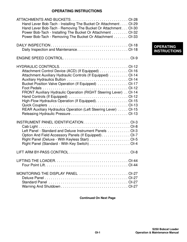 Bobcat S250 Loader Operation and Maintenance Manual 5207 5208 - Image 8