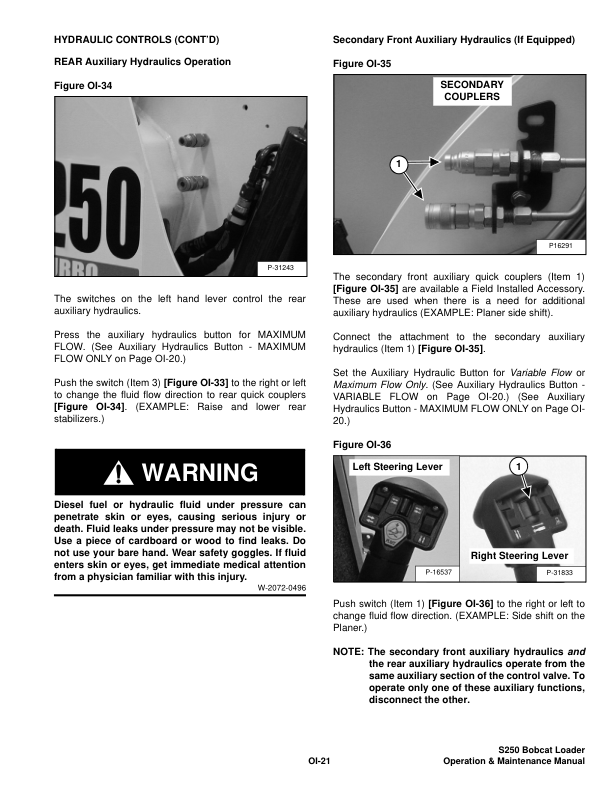 Bobcat S250 Loader Operation and Maintenance Manual 5260 5261 - Image 8