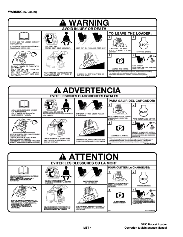 Bobcat S250 Loader Operation and Maintenance Manual 5260 5261 - Image 5