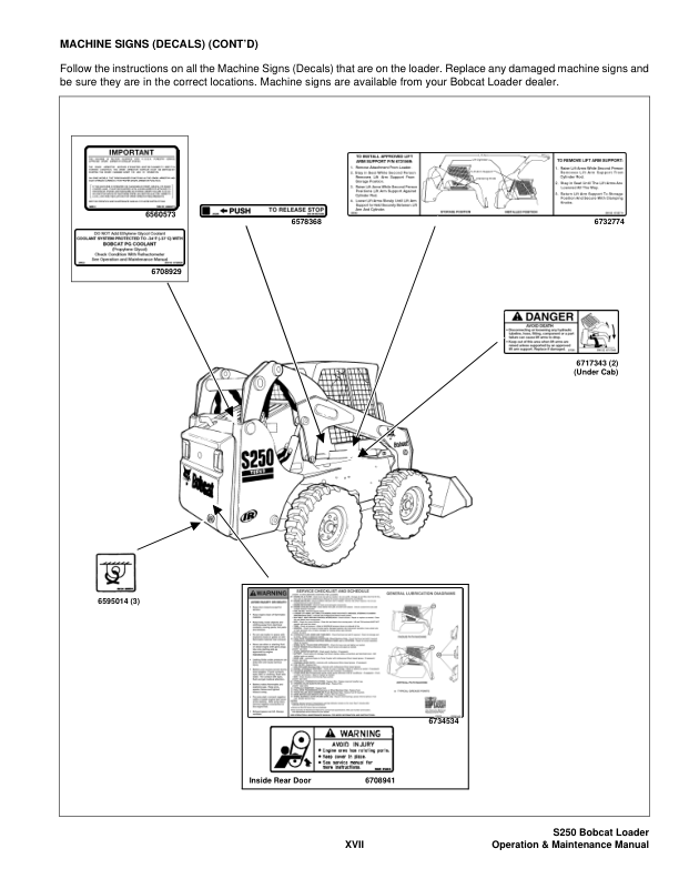 Bobcat S250 Loader Operation and Maintenance Manual 5260 5261 - Image 7