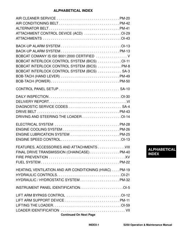 Bobcat S250 Loader Operation and Maintenance Manual A5GM A5GN - Image 9